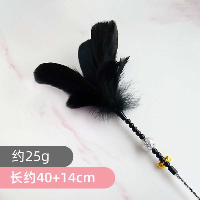 Angel cat teaser 5 colours feather bell with pearl wand stick