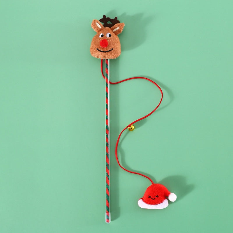 Long String Christmas Cat Teaser Toy Double Toy Wand for Pet
