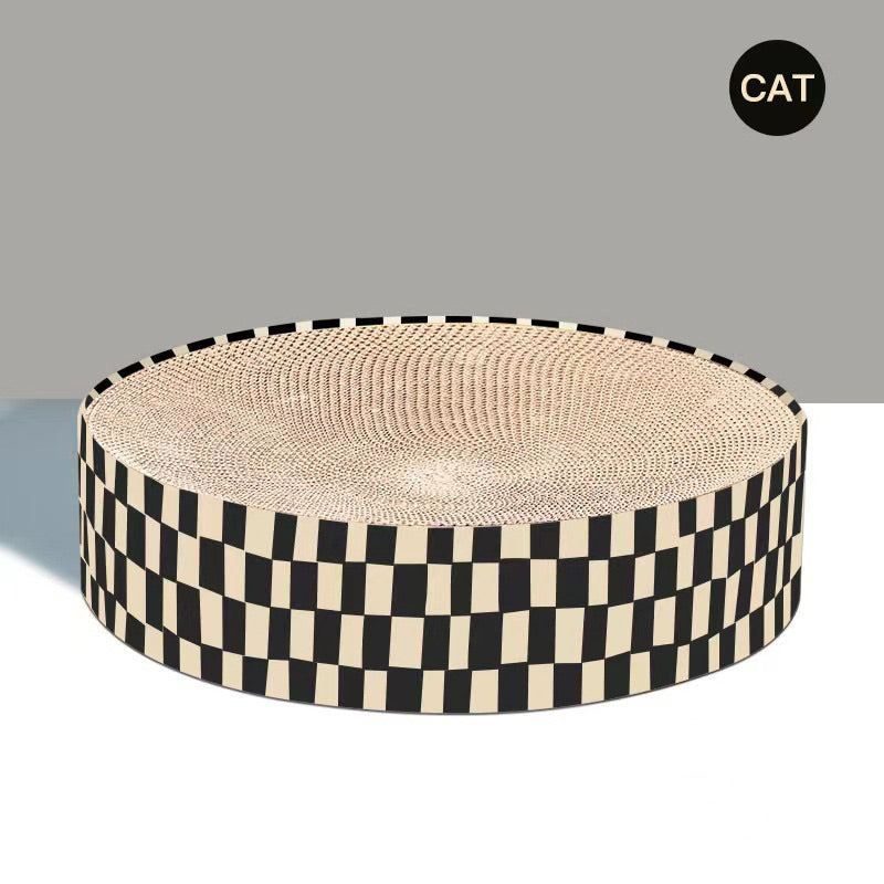 Grid Simple Round Cat Scratcher 37cm Classic Scratch Board Pet Bed Toy