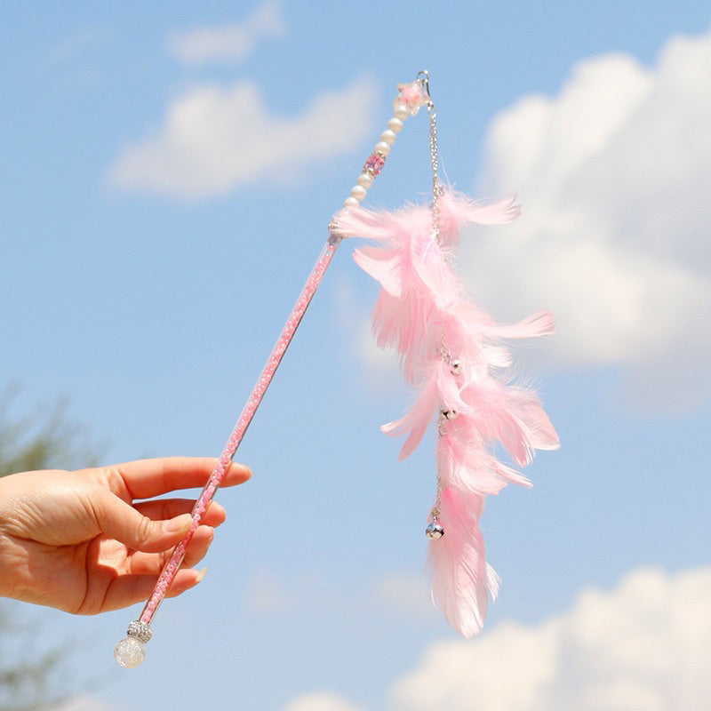Goose Feather Cat Teaser Pet Toy Fluffy Chaser Wand Stick