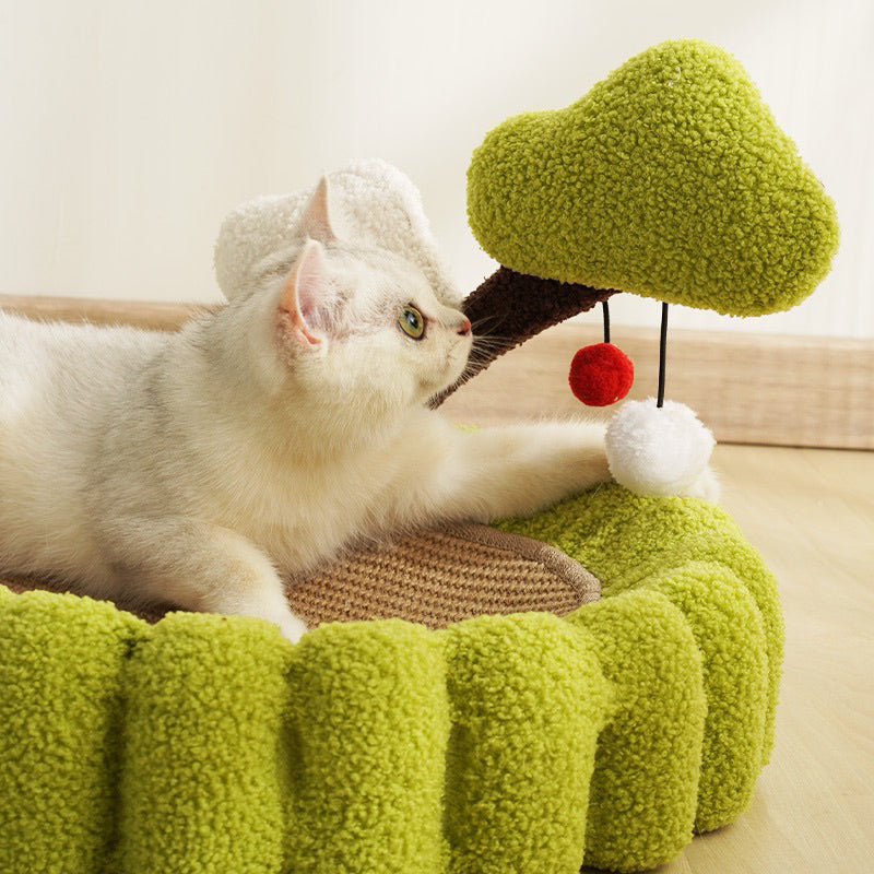 MeowFairy Money Tree Cat Scratcher Bed Scratch Board Sisal Sleeping Pad