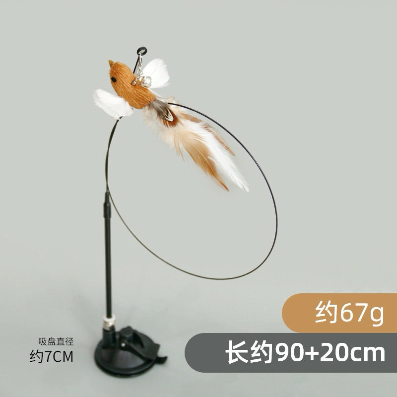 New Cat Teaser Artificial Bird Cat Teaser with Suction Pad