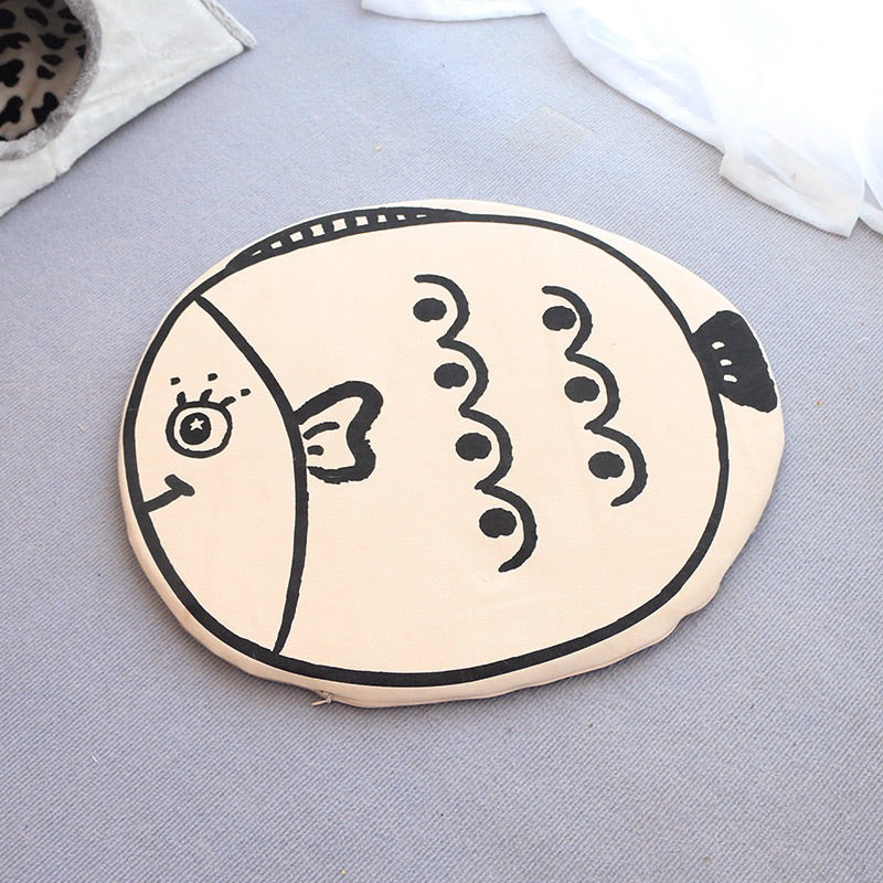 Fish Canvas Pet Sleeping Pad Mat Mattress Cat Dog