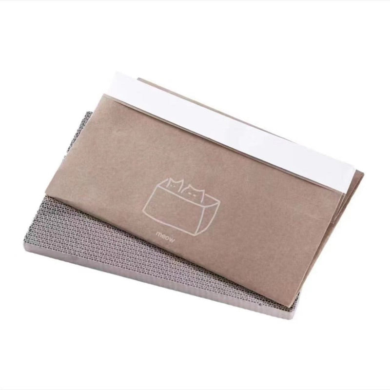 Simple Kraft Paper Bag for Cat with Scratcher Scratch Board Soft Box pet Toy Bed