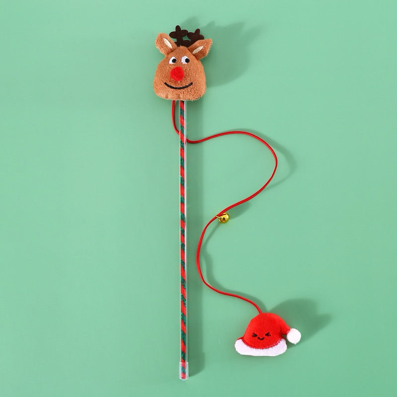 Long String Christmas Cat Teaser Toy Double Toy Wand for Pet