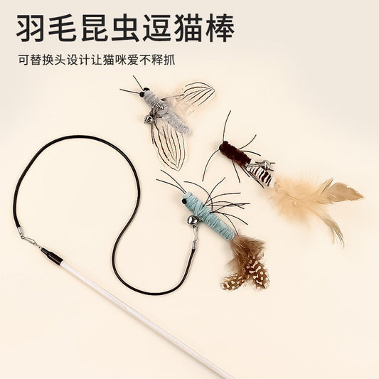Bug and Elastic Rope Cat Teaser with Bell Wand Stick Chaser