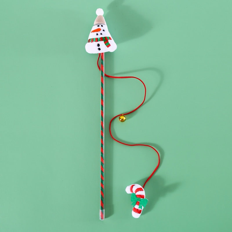 Long String Christmas Cat Teaser Toy Double Toy Wand for Pet