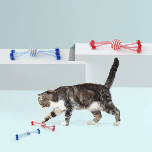 Cat Chaser Ball nylon tube Pet toy Blue Red