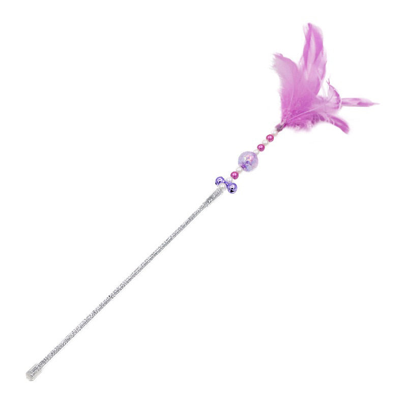Angel cat teaser 5 colours feather bell with pearl wand stick