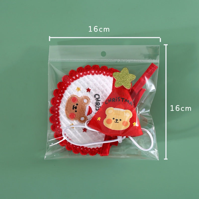 Christmas Napkin Hat Gift Set for Cat Dog Pet Collar Accessories Teddy