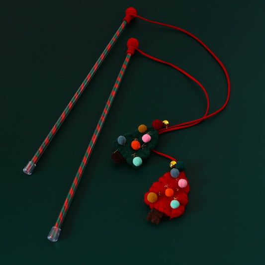Christmas Cat Teaser Toy Chaser Wand Tree
