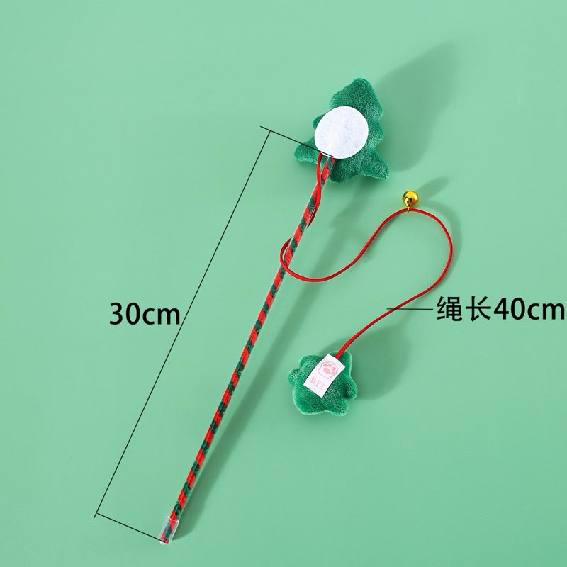 Long String Christmas Cat Teaser Toy Double Toy Wand for Pet
