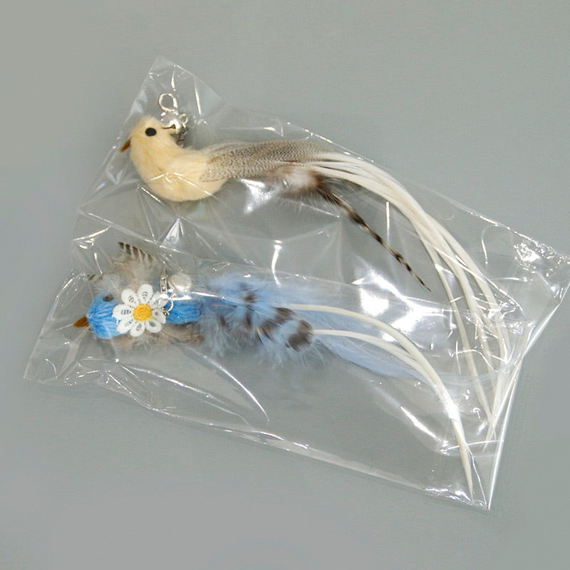 Colorful Bird Cat Teaser Replacement Set Tip Chaser for Kitten