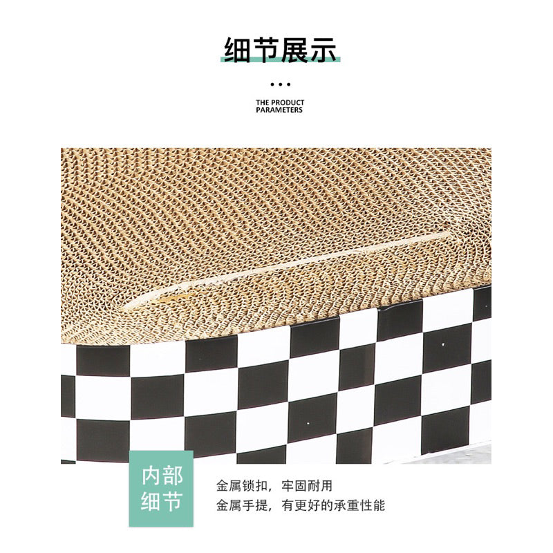 Oval Classic Grid Cat Scratcher Ellipse Cat Scratch Board Bed Pet Toy