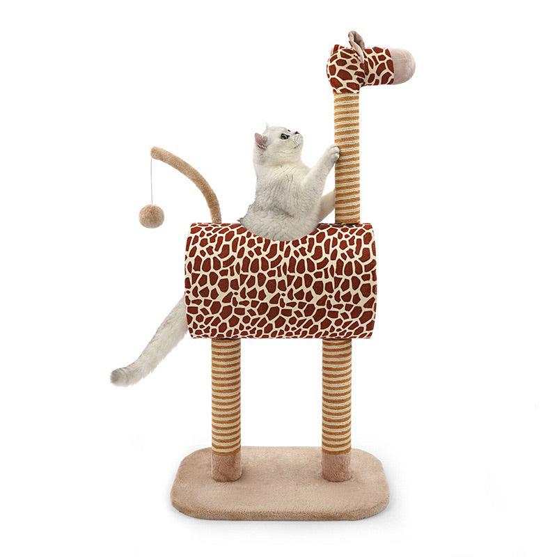 Zeze Giraffe Cat Climber Scratch Post Toy Tunnel Pet Bed