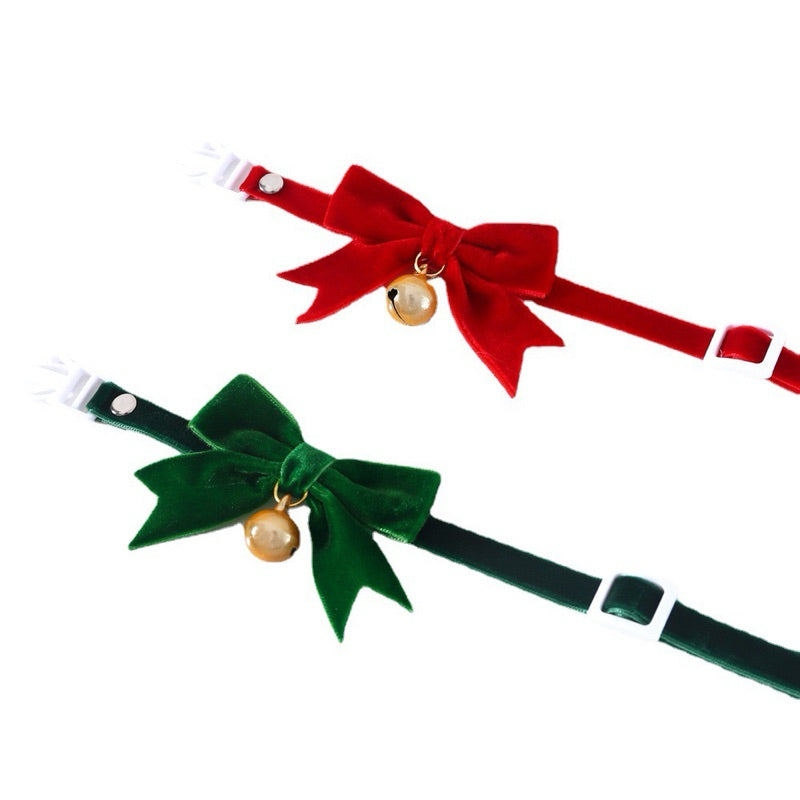 Pawfessor Christmas Collar Bow tie for Pet Cat Dog Velvet 17-33cm