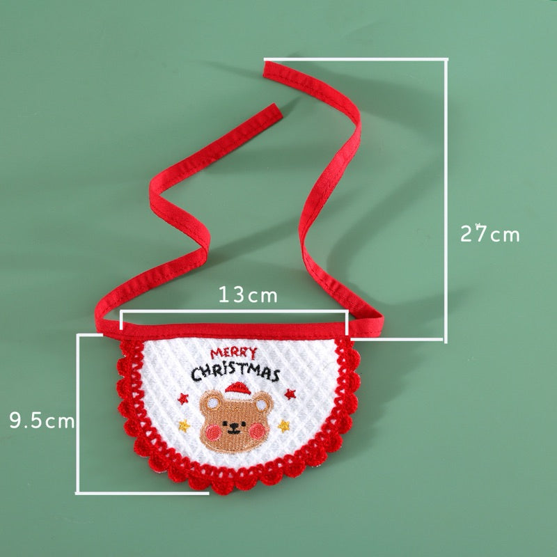 Christmas Napkin Hat Gift Set for Cat Dog Pet Collar Accessories Teddy