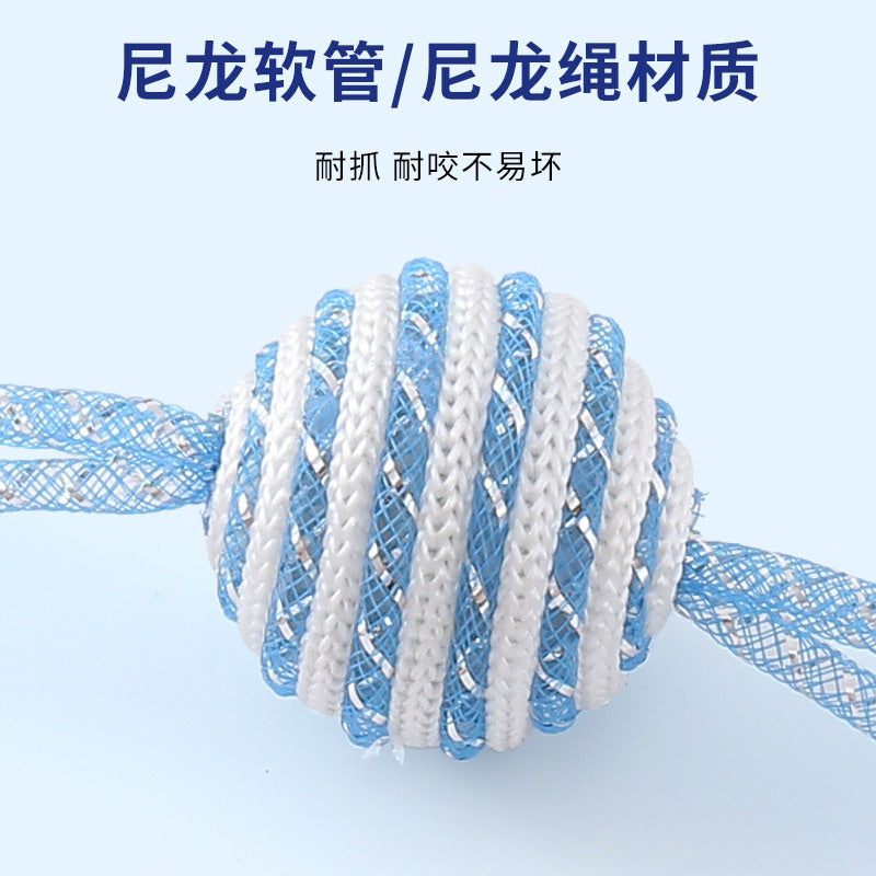 Cat Chaser Ball nylon tube Pet toy Blue Red