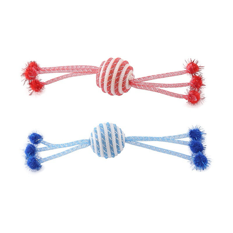 Cat Chaser Ball nylon tube Pet toy Blue Red
