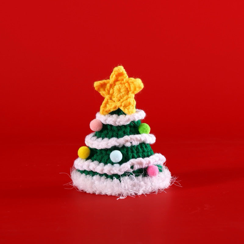 Knit Christmas Hat Collar Set for Pet Cat Dog