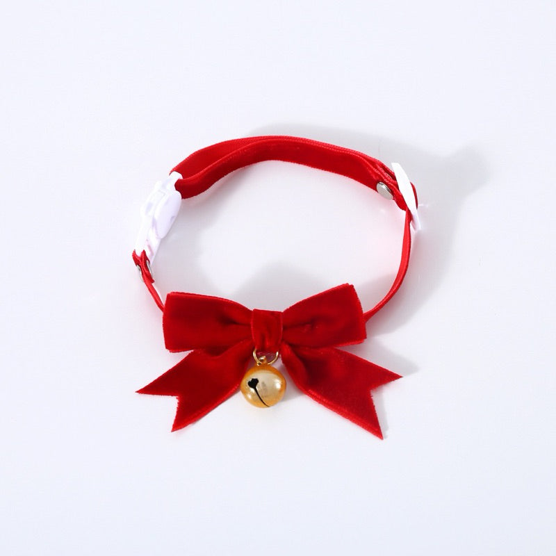 Pawfessor Christmas Collar Bow tie for Pet Cat Dog Velvet 17-33cm
