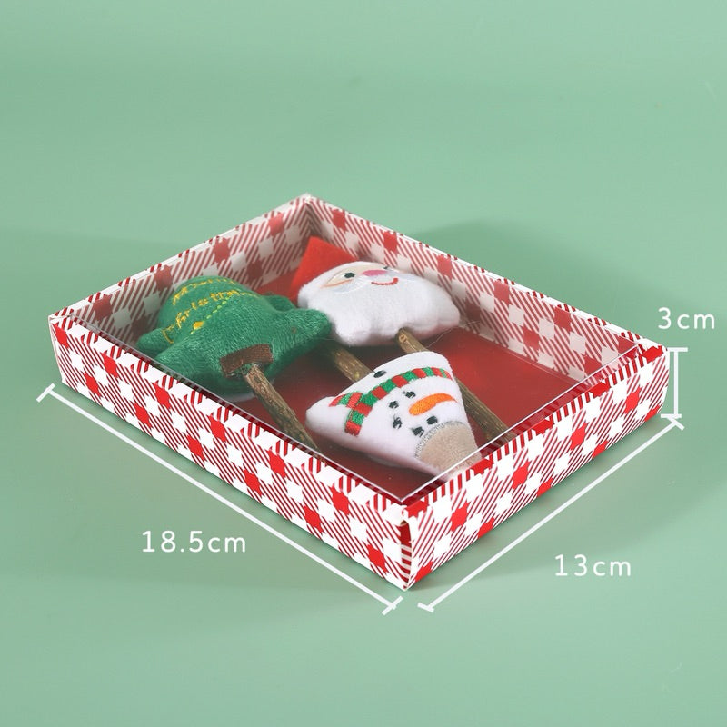 Pawfessor Christmas Catnip Bar of 3 Gift Box Chaser Toy for Cat Pet