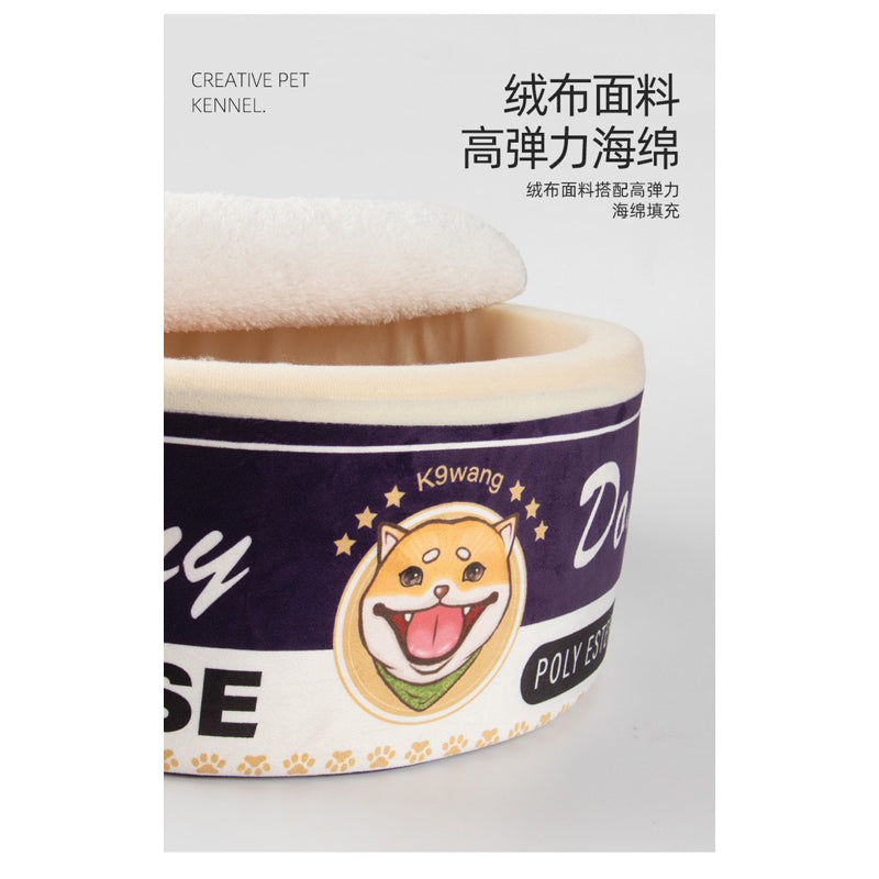 Canned Food Design Pet Bed with Cover Cat Dog Nest Resting Hiding Sleeping Mat Pad House Bed