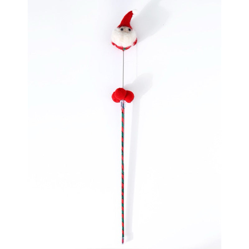 Felt Cat Teaser Christmas Wand Santa Reindeer