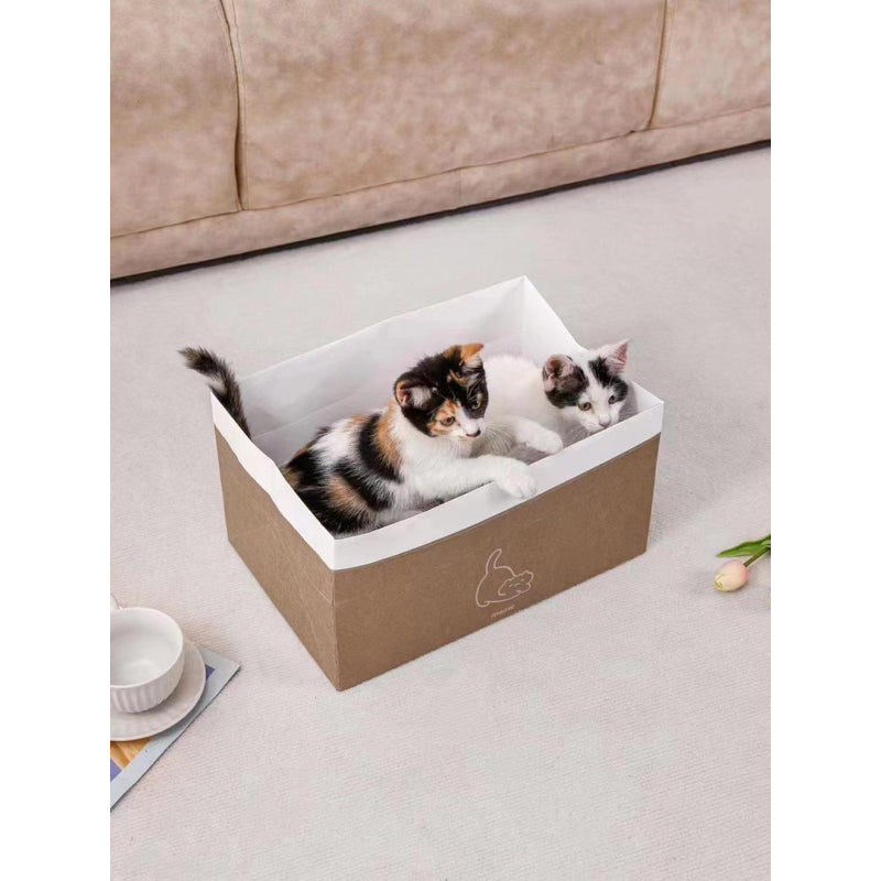 Simple Kraft Paper Bag for Cat with Scratcher Scratch Board Soft Box pet Toy Bed