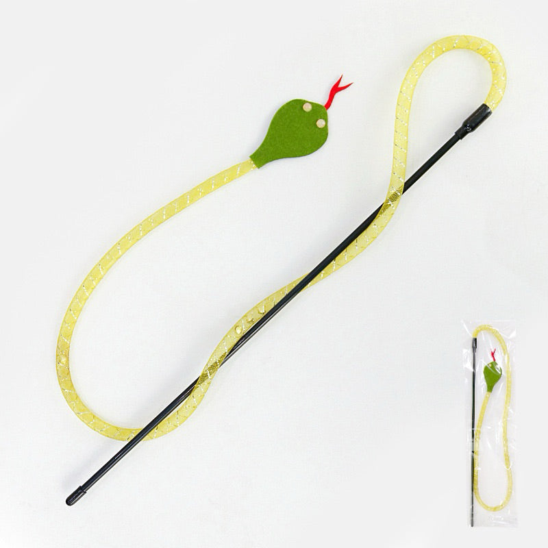 Plastic Tube Nylon Snake Cat Teaser Wand Long Stick Pet Toy