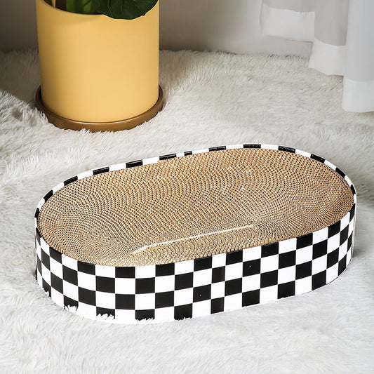 Oval Classic Grid Cat Scratcher Ellipse Cat Scratch Board Bed Pet Toy