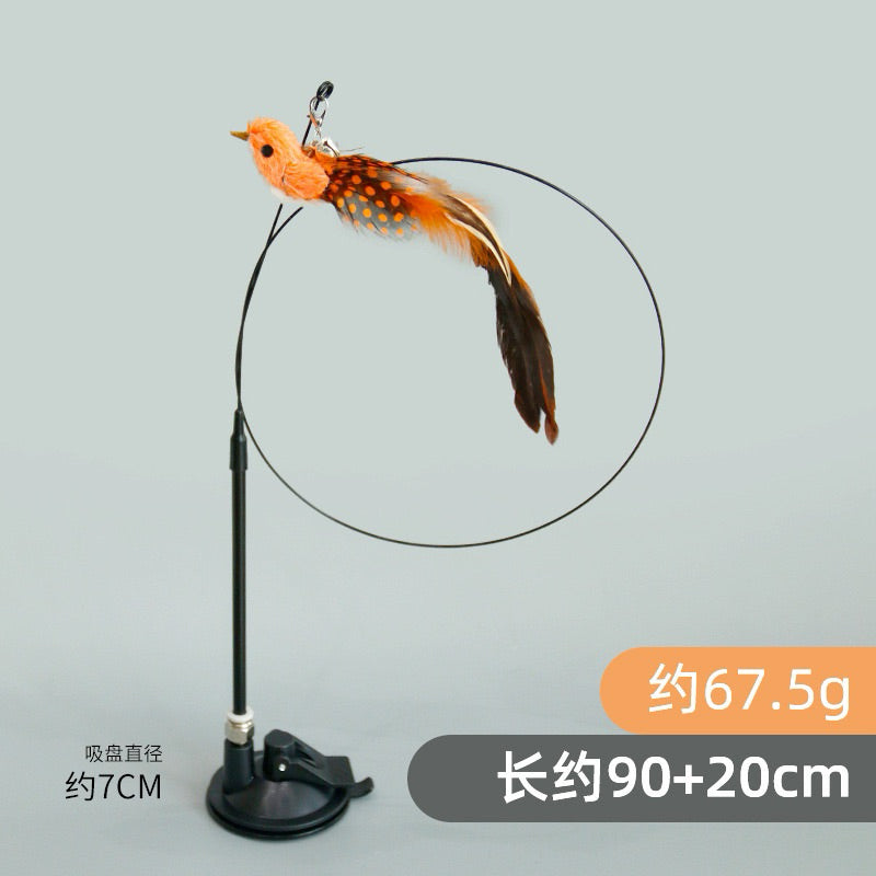 New Cat Teaser Artificial Bird Cat Teaser with Suction Pad