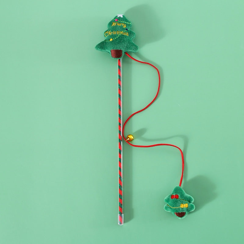 Long String Christmas Cat Teaser Toy Double Toy Wand for Pet