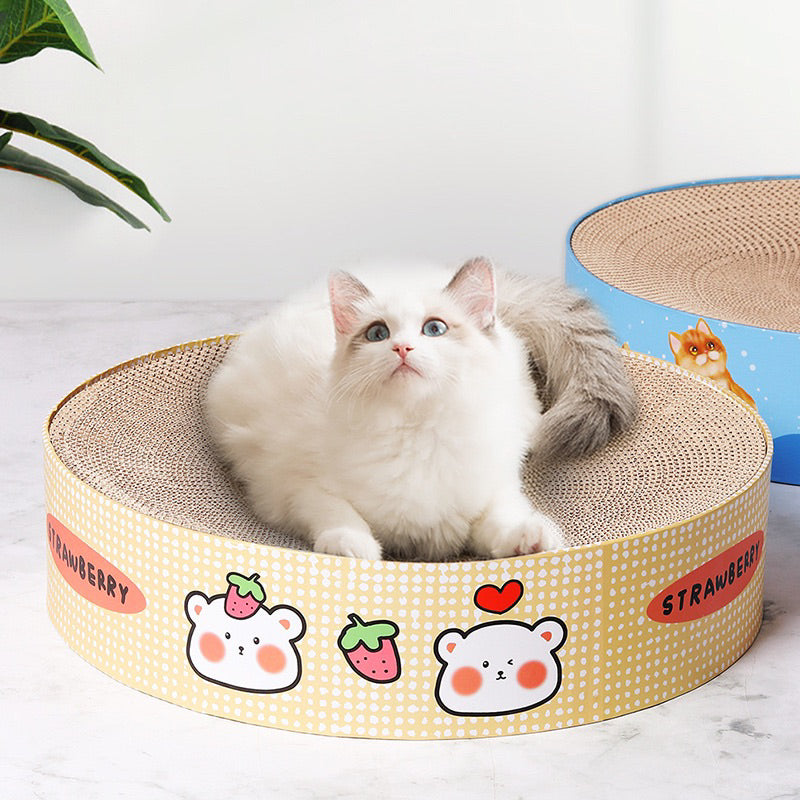 Grid Simple Round Cat Scratcher 37cm Classic Scratch Board Pet Bed Toy