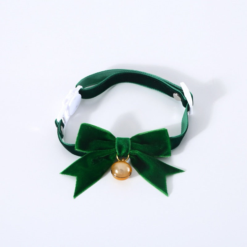 Pawfessor Christmas Collar Bow tie for Pet Cat Dog Velvet 17-33cm