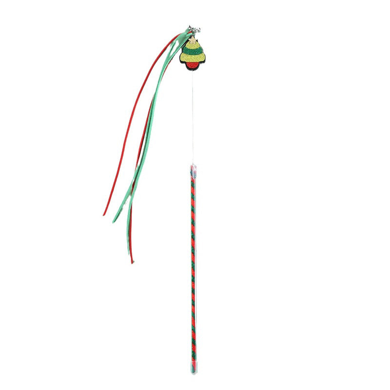 Christmas theme cat teaser pet toy chaser stick wand
