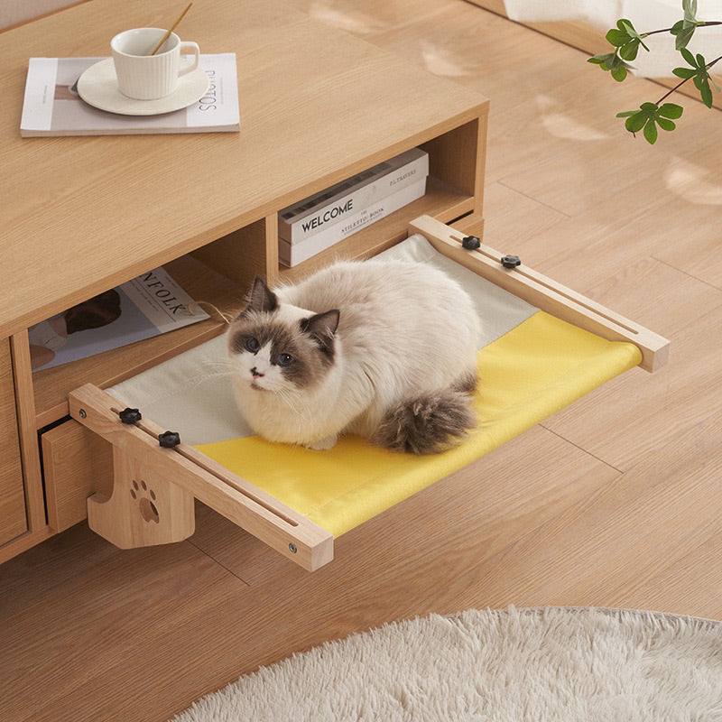 Woonden hammock by bed Cat Bed Resting Chair Solid wood