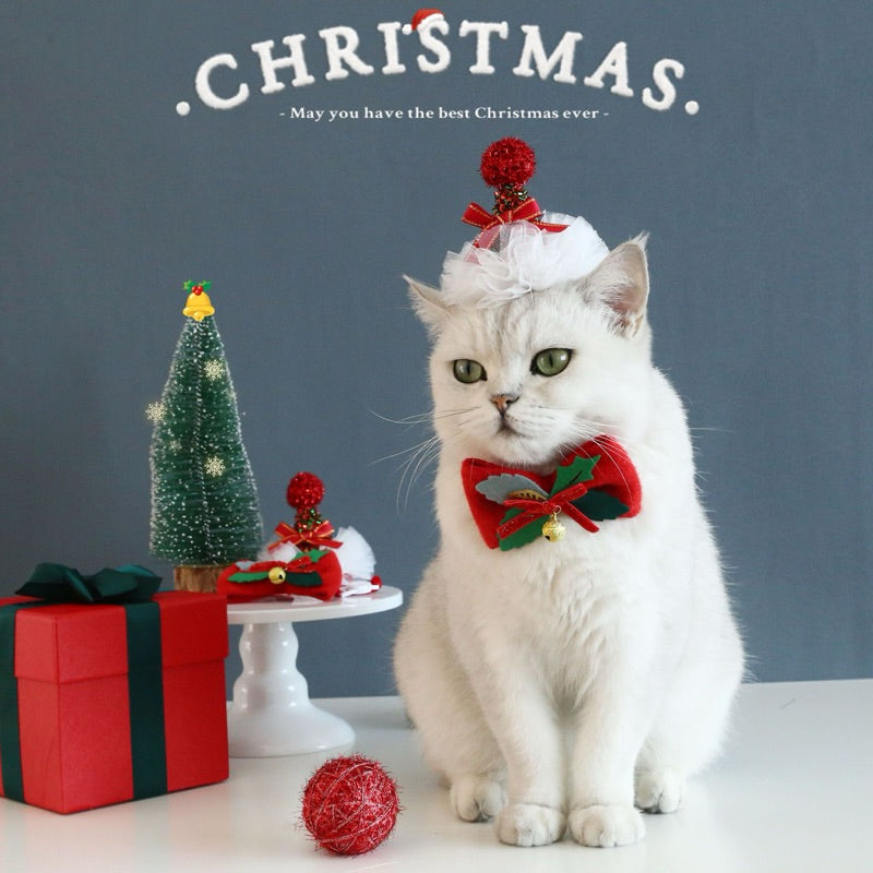 Christmas Gift Set for Cat Chaser Ball Hat Bow tie Collar Pet