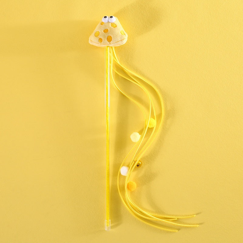 Cheese Cookie Toast Cat Teaser Pet Toy Bitting Chaser Wand Stick