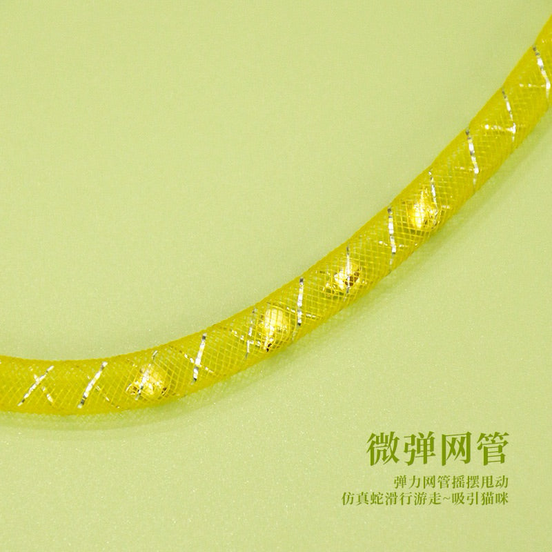 Plastic Tube Nylon Snake Cat Teaser Wand Long Stick Pet Toy