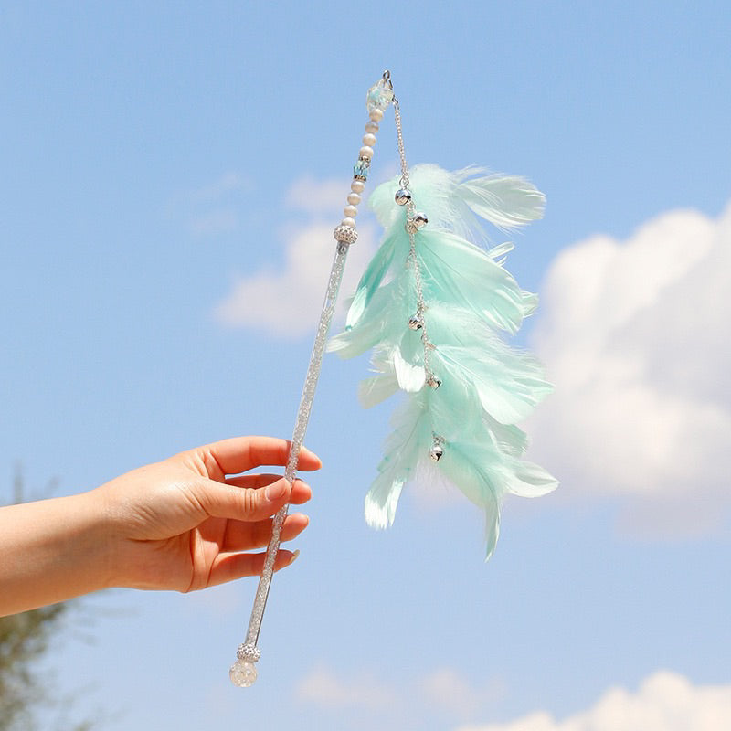 Goose Feather Cat Teaser Pet Toy Fluffy Chaser Wand Stick
