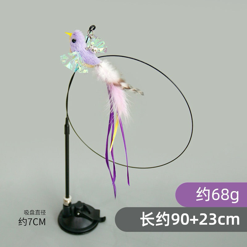 New Cat Teaser Artificial Bird Cat Teaser with Suction Pad