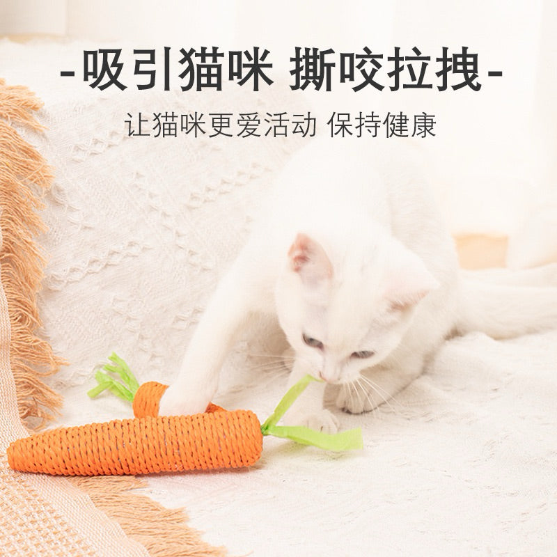 Carrot Cat Bitting Toy Paper Rope Chaser Pet Toy