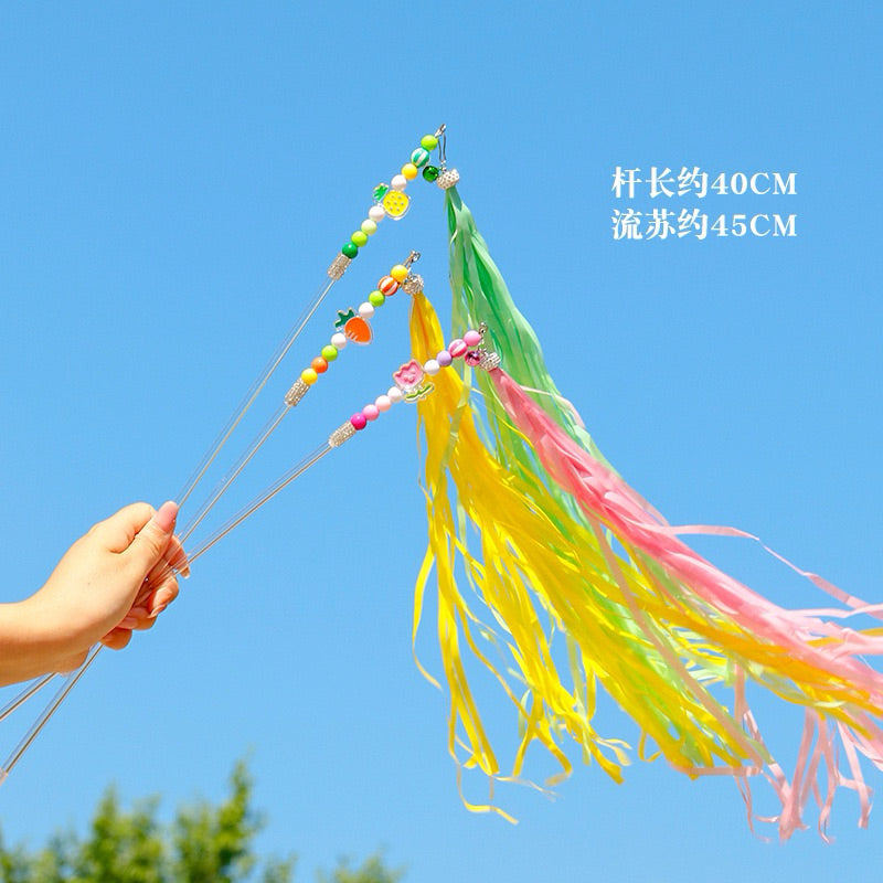 Candy n Fruit Tassel Cat Teaser w Bell Pet Toy Kitten Training Tool