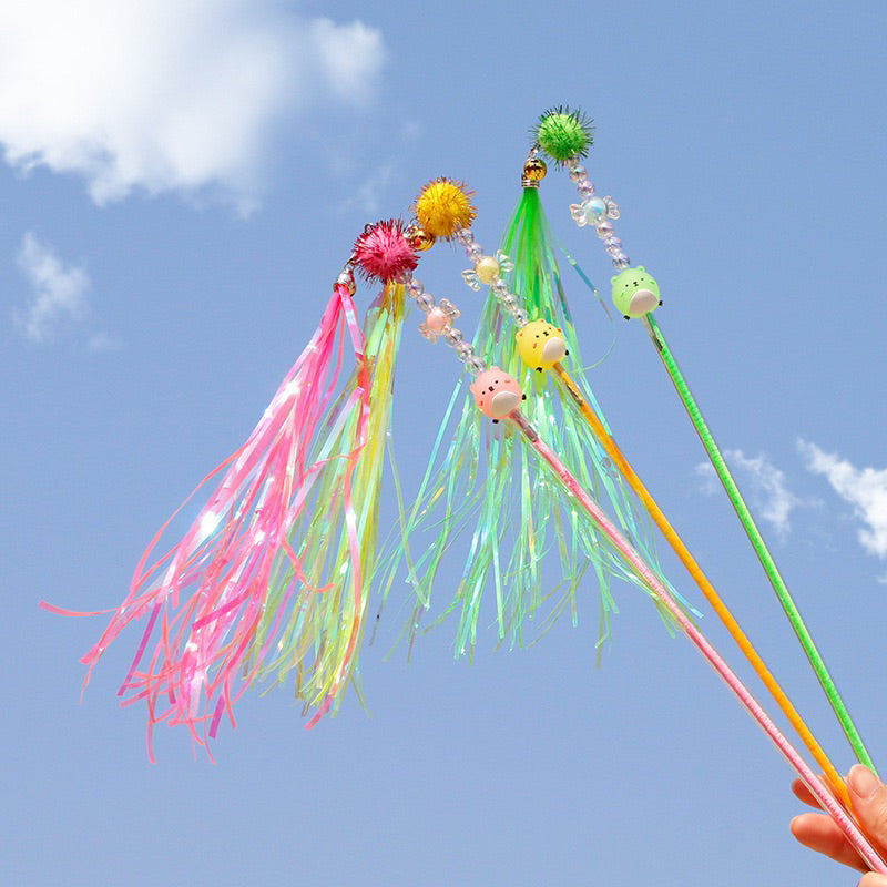 Colorful Cat Teaser Collection Fun Toy Kitten Stick Wand Chaser