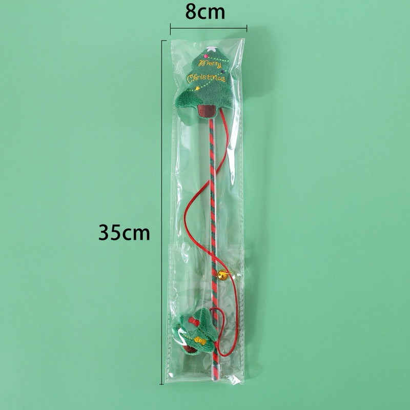 Long String Christmas Cat Teaser Toy Double Toy Wand for Pet