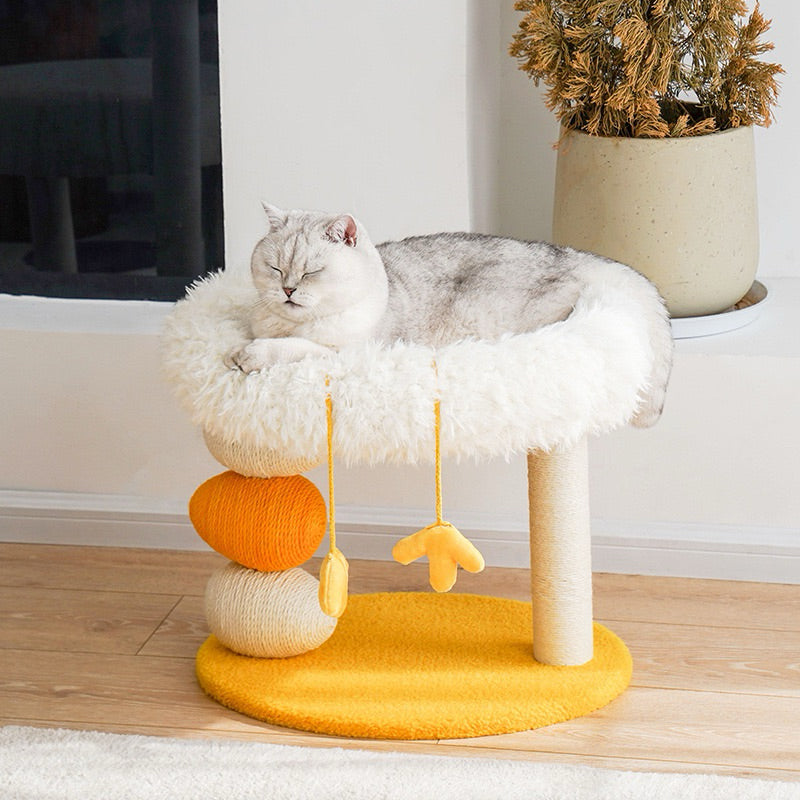 Zeze Chicken Nest Cat Bed Scratcher Post with Teaser Pet Bed