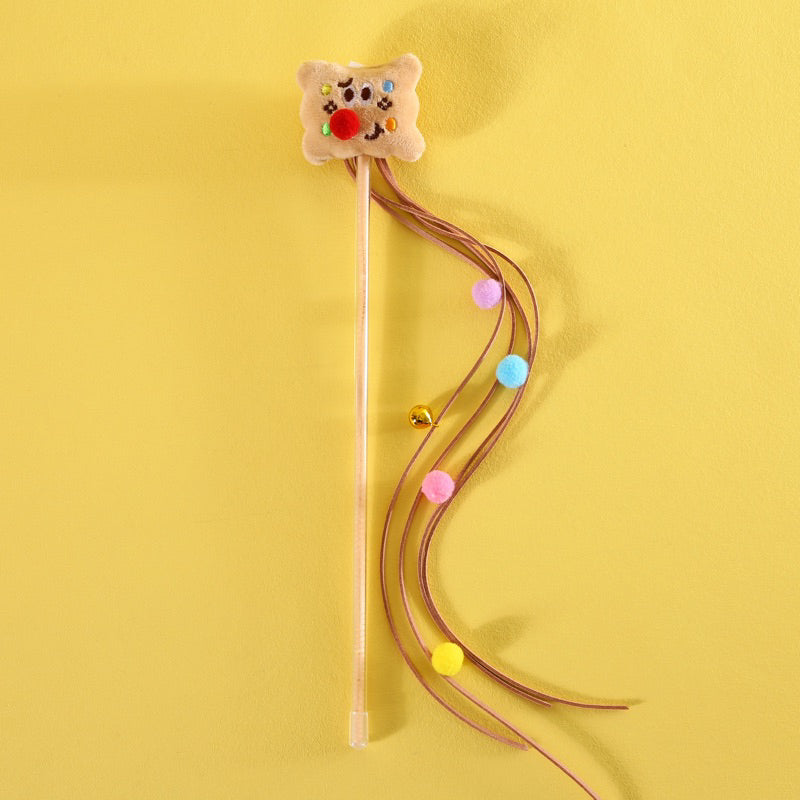 Cheese Cookie Toast Cat Teaser Pet Toy Bitting Chaser Wand Stick