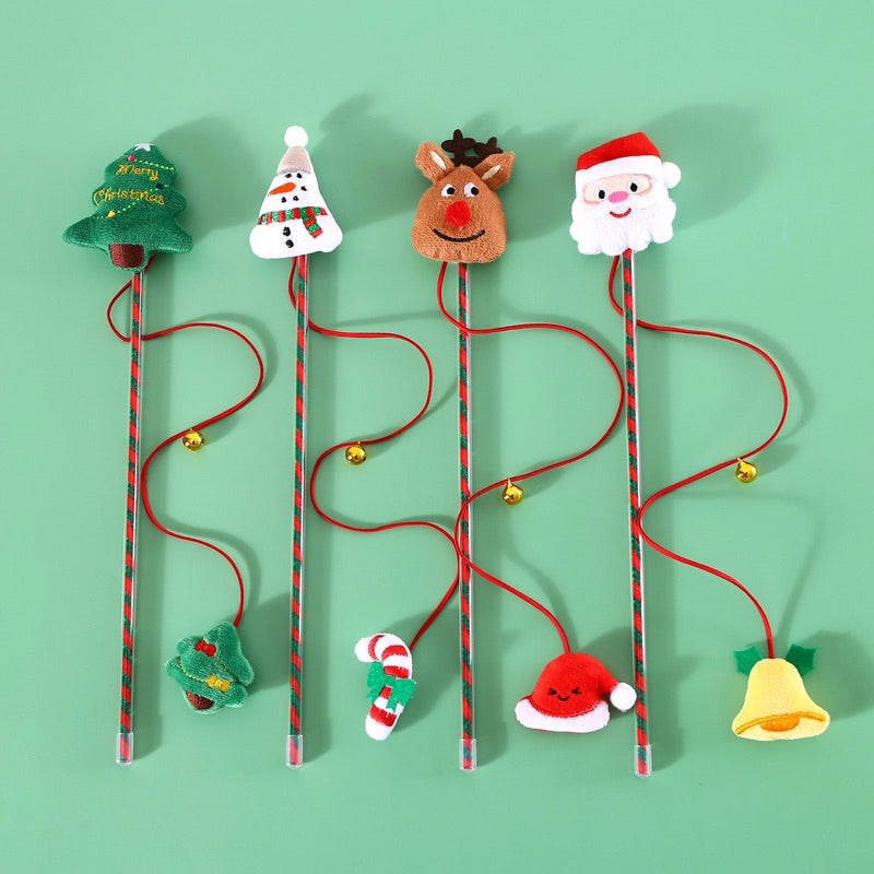 Long String Christmas Cat Teaser Toy Double Toy Wand for Pet