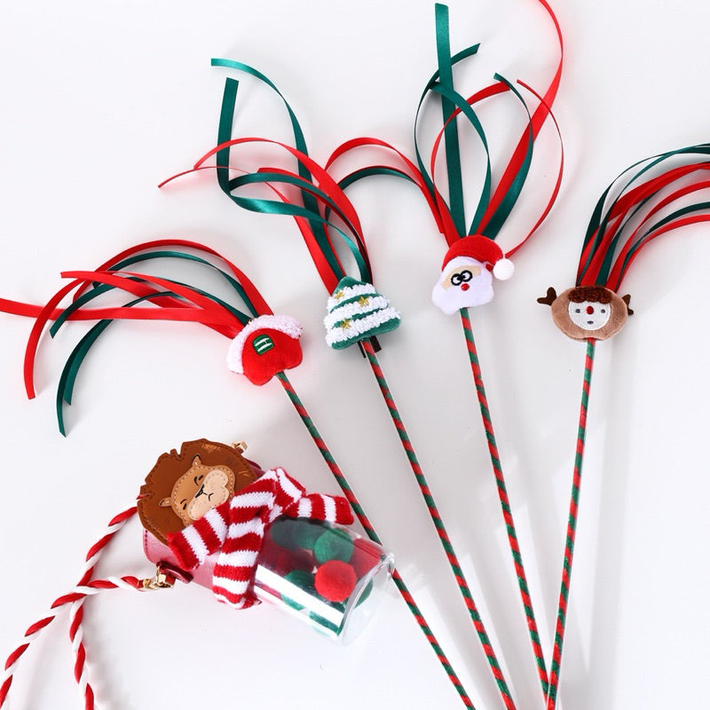 Pawfessor Cat Teaser with Tassels Christmas Wand Stick Chaser